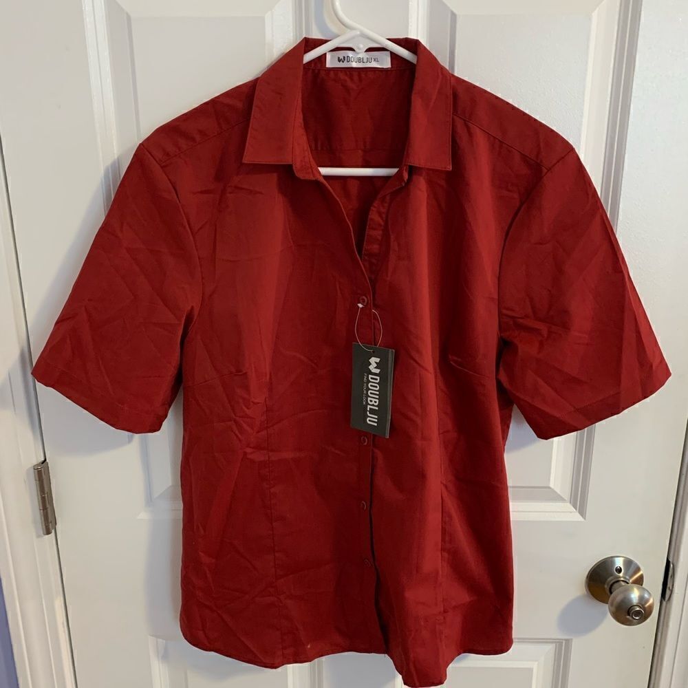 Doubliju XL button down shirt sleeve red shirt